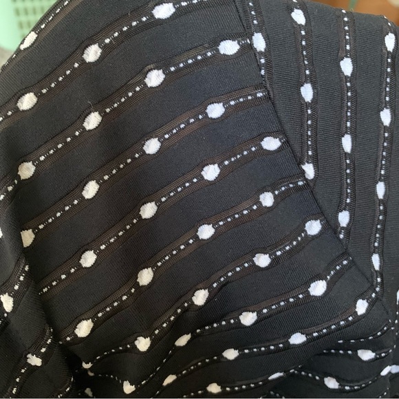 Thrifted Andria Lieu Button Down Striped Black and White Polka Dot Shirt - Picture 5 of 5